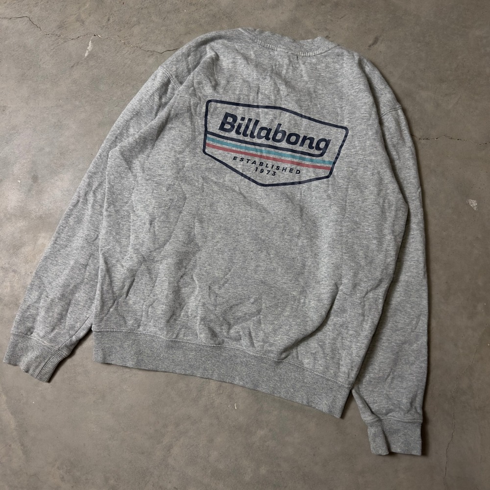 Billabong Sweatshirt Mens L Gray Established 1973 Surf Skater Crewneck